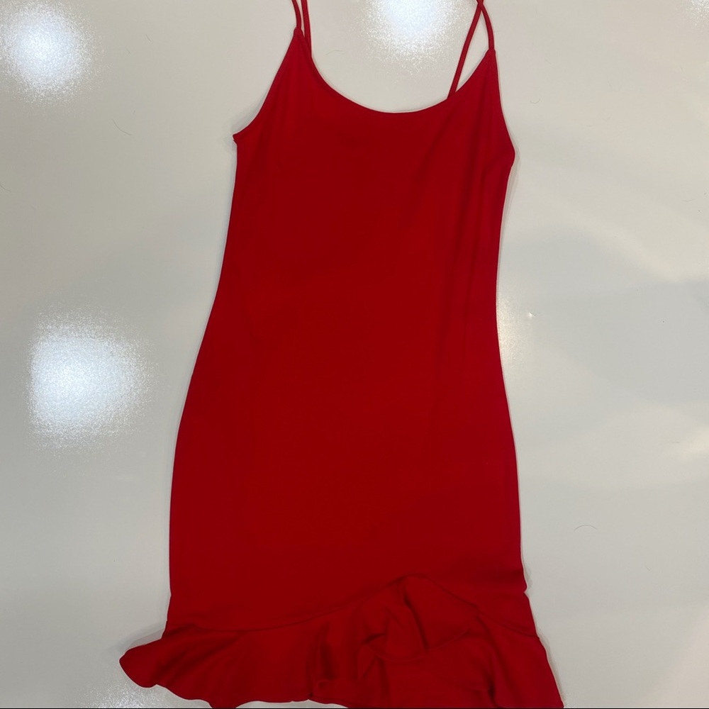 4/$25 Cute Red Ruffle Dress from Forever 21❤️